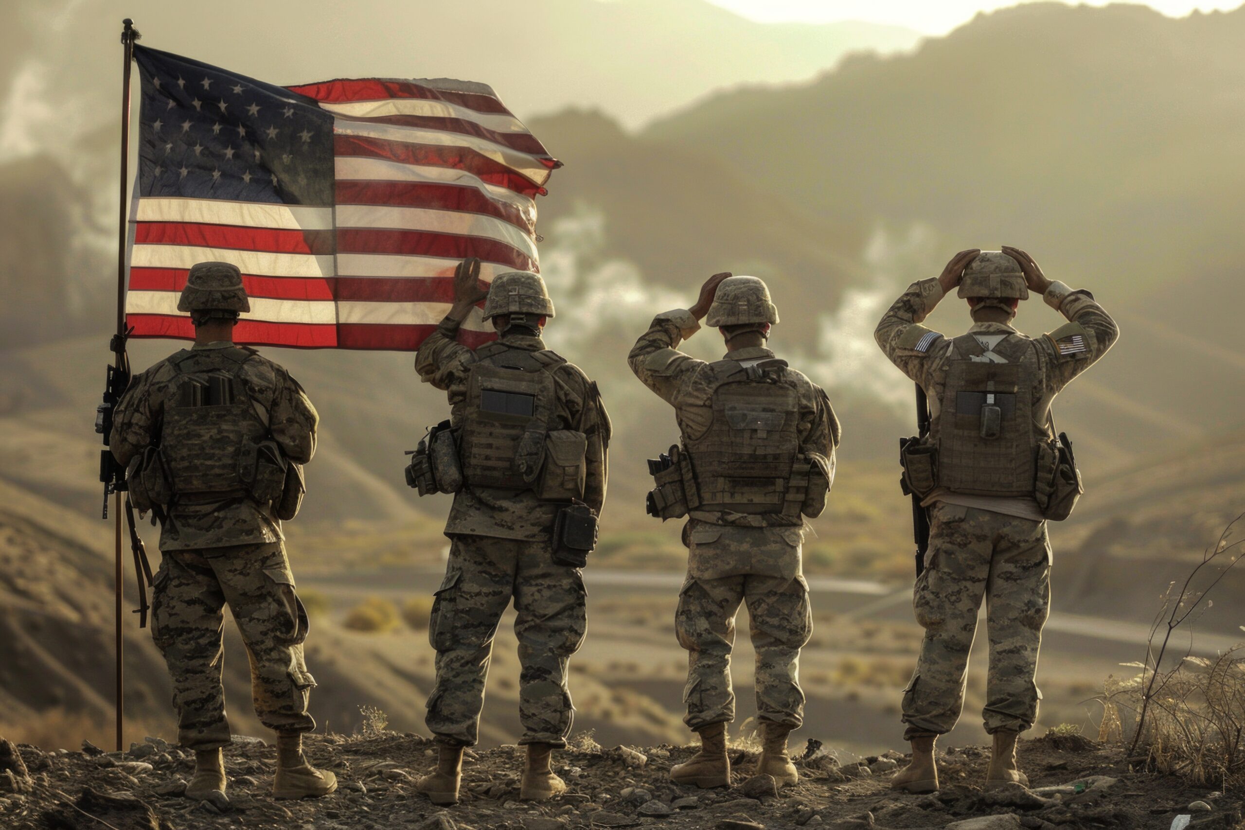 American soldiers saluting U.S. flag — Houston TX VA home loans
