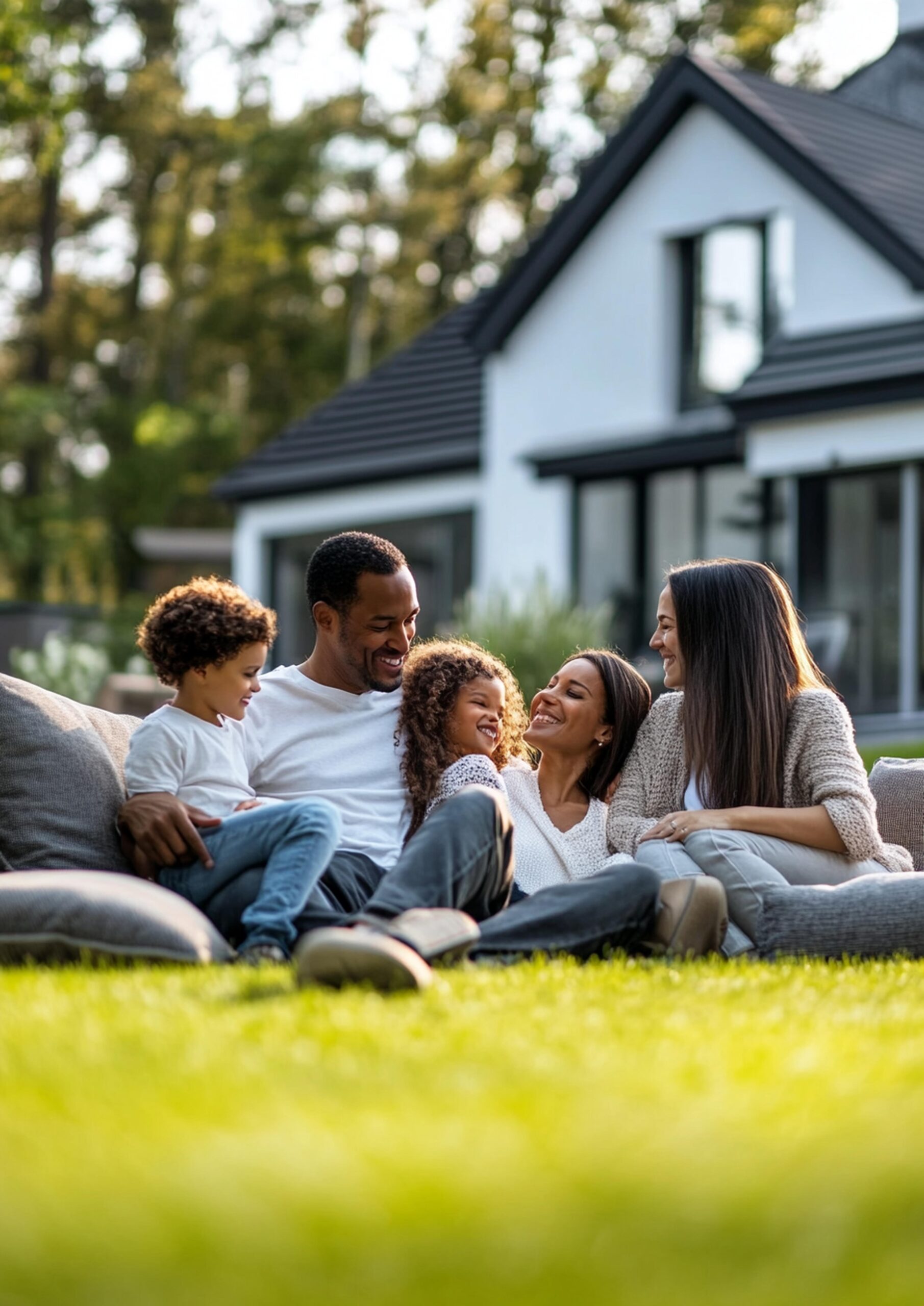 Happy Texas family enjoying time together outside their home